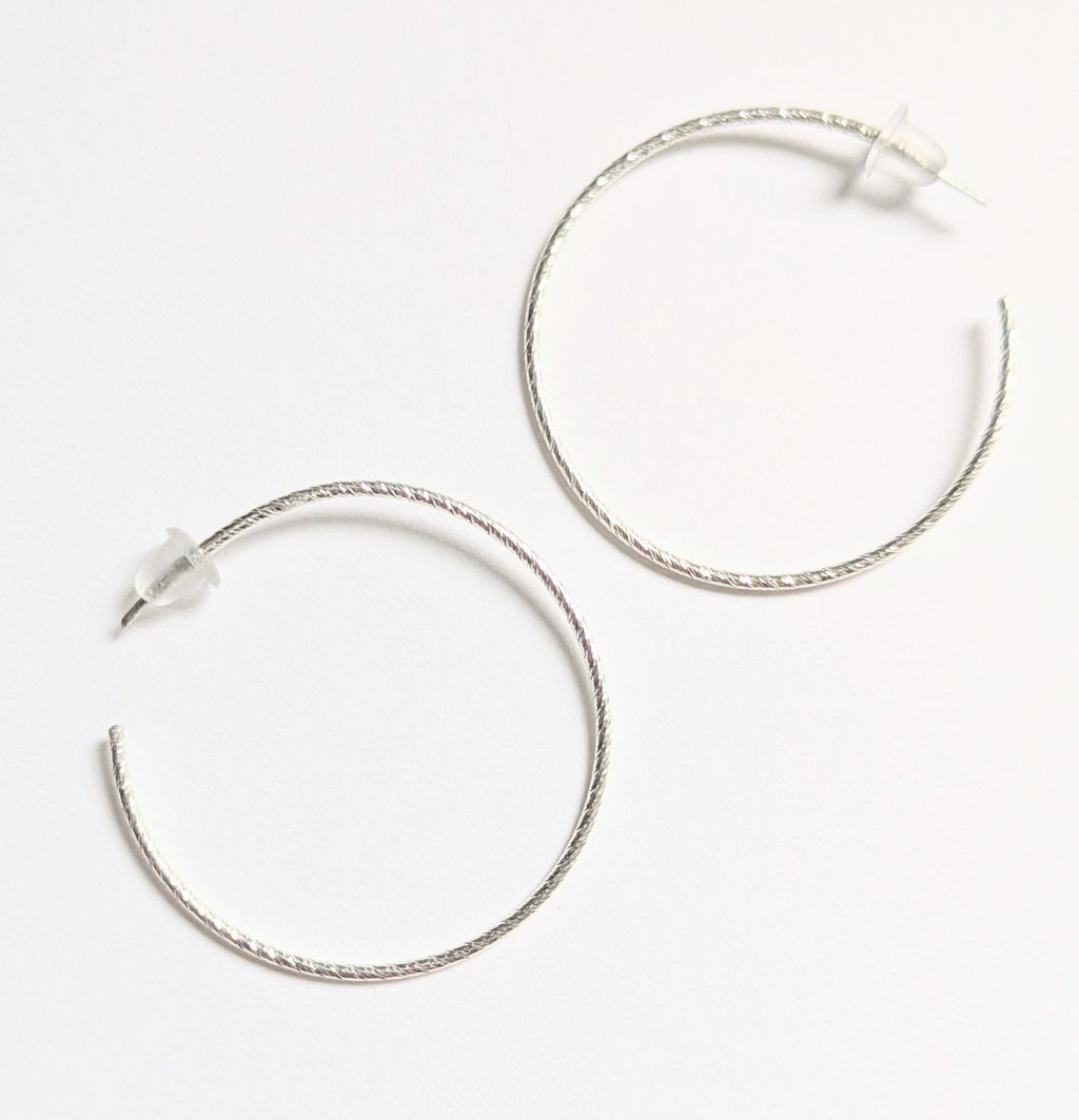 Large Sleek Sterling Silver Hoop Earrings | Handmade 18g