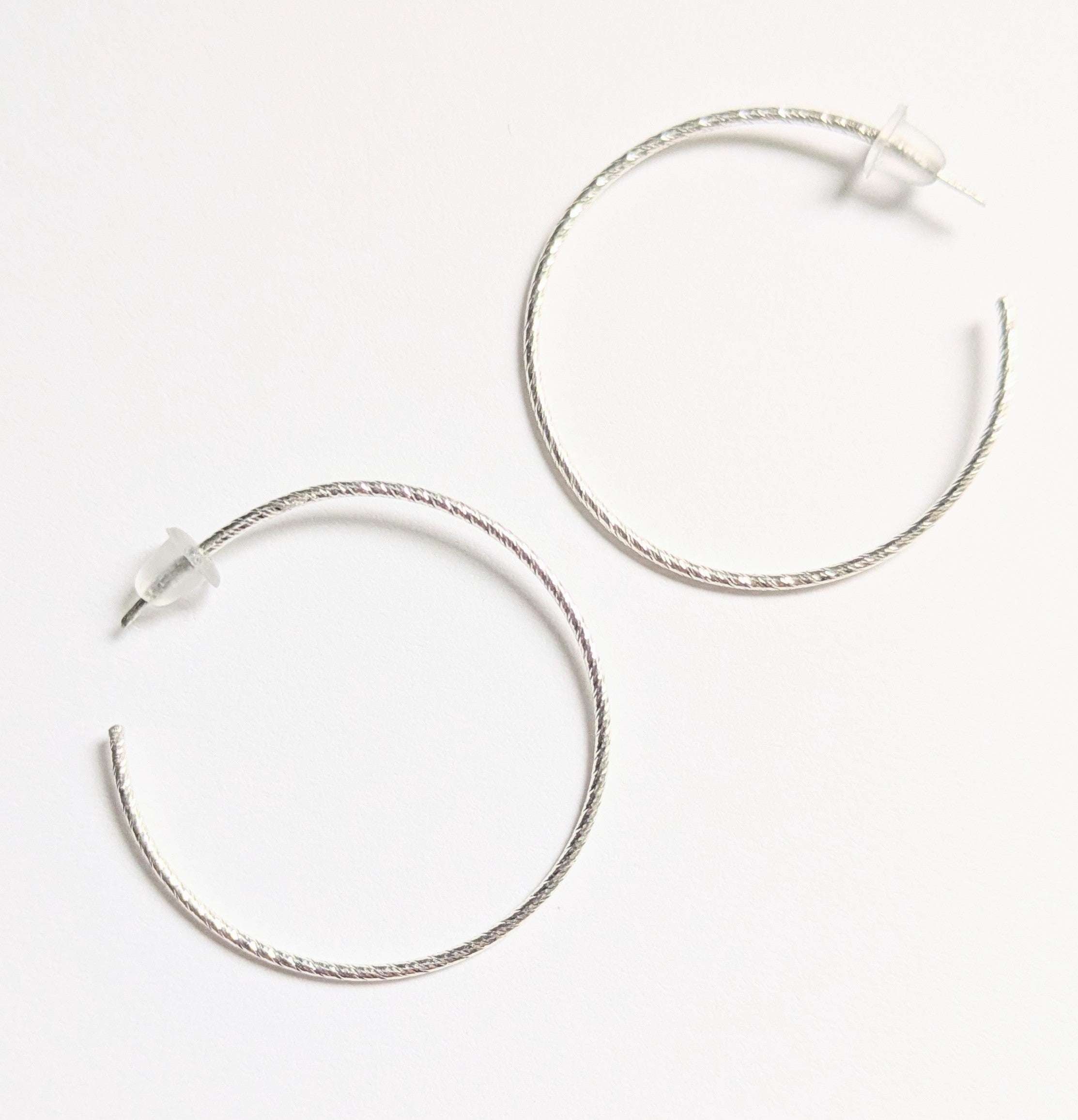 Large Sleek Sterling Silver Hoop Earrings | Handmade 18g