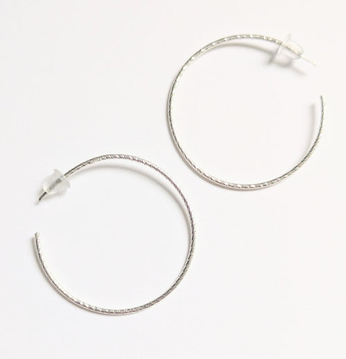 Large Sleek Sterling Silver Hoop Earrings | Handmade 18g