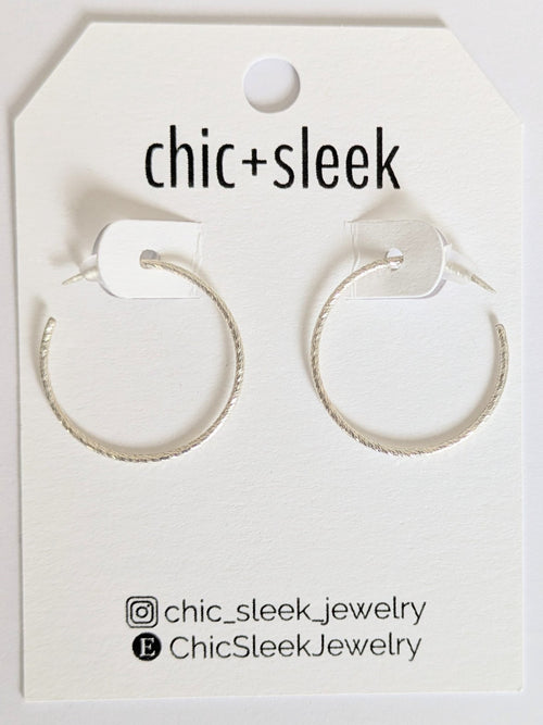 Medium Sleek Sterling Silver Hoop Earrings | Handmade 18g