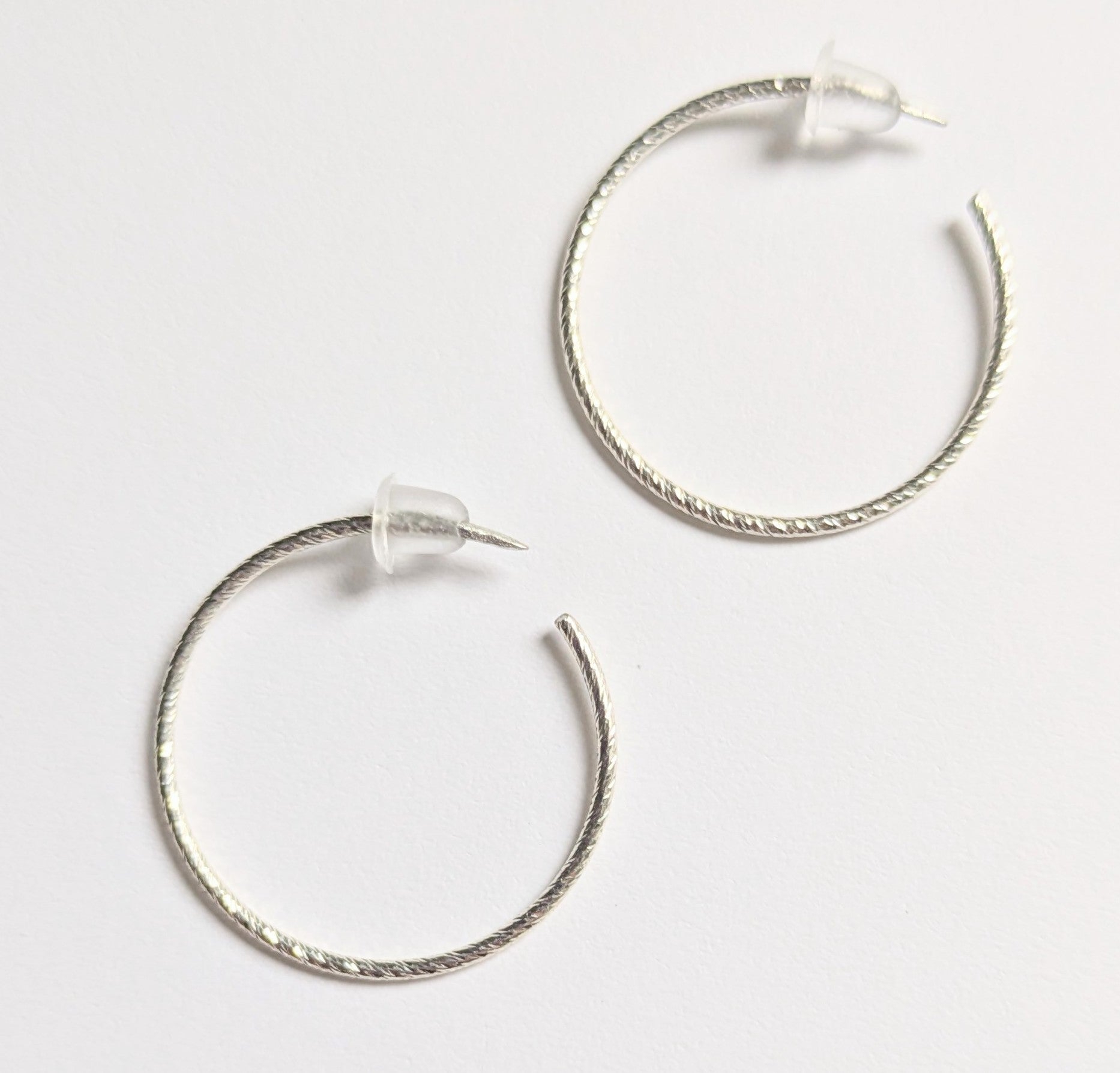 Medium Sleek Sterling Silver Hoop Earrings | Handmade 18g