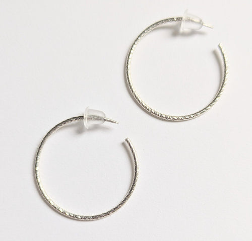 Medium Sleek Sterling Silver Hoop Earrings | Handmade 18g